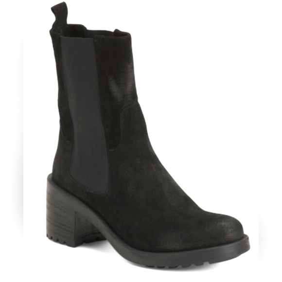 Women’s Emanuele Crasto Black Chelsea Distressed Suede Lug Sole Boots Size 10 - Picture 5 of 16